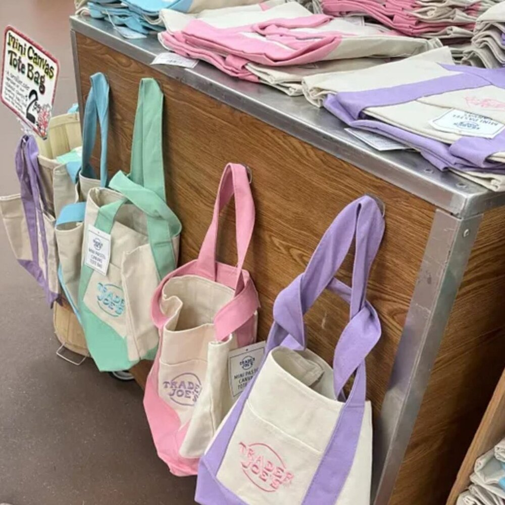 NWT 💚 Green Trader Joe Mini Pastel Canvas Bag